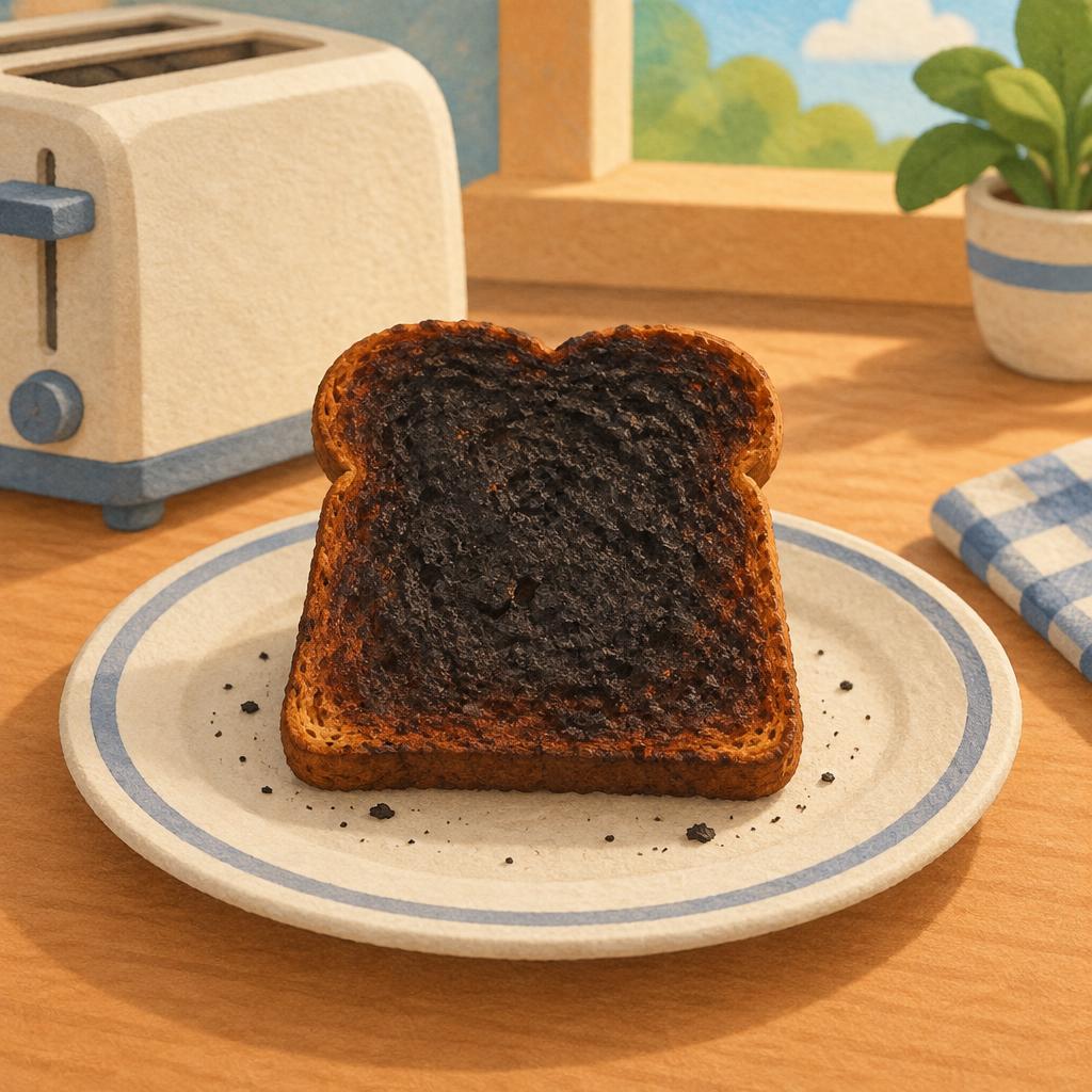 c) Připálený toast